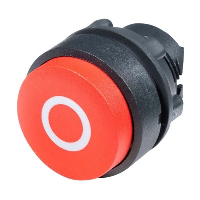 Schneider Harmony XB5 Red Extended Pushbutton Actuator with 'O' symbol 22.5mm Spring Return Dark Grey Plastic Bezel