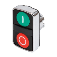 Schneider Harmony XB4 Green Flush/Red Projecting Double Pushbutton Actuator 22.5mm Spring Return Chrome Bezel