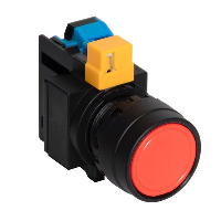 IDEC HW Red Flush Pushbutton with 1 x Normally Open Contact 22.5mm Spring Return Black Bezel