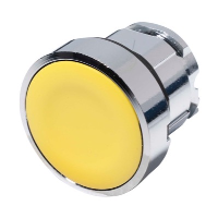 Schneider Harmony XB4 Yellow Flush Pushbutton Actuator 22.5mm Spring Return Chrome Bezel