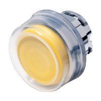 Schneider Harmony XB4 Yellow Extended Pushbutton Actuator with Clear Boot 22.5mm Spring Return Chrome Bezel