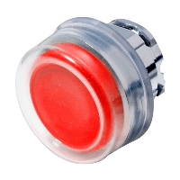 Schneider Harmony XB4 Red Extended Pushbutton Actuator with Clear Boot 22.5mm Spring Return Chrome Bezel