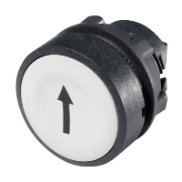 Schneider Harmony XB5 White Pushbutton Actuator with 'Black Arrow' 22.5mm Spring Return Dark Grey Plastic Bezel