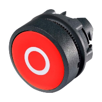 Schneider Harmony XB5 Red Pushbutton Actuator with 'O' symbol 22.5mm Spring Return Dark Grey Plastic Bezel