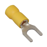 Insulated Yellow Fork Crimp with 6.4mm Spacing for 4-6mm Cable - price per 1 (100)