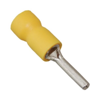 Insulated Yellow Pin Crimp 14mm Long for 4-6mm Cable - price per 1 (100)