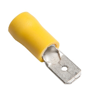 Insulated Yellow Male Push-on Crimp 6.3mm for 4-6mm Cable - price per 1 (100)