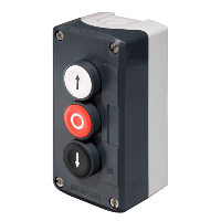 Schneider Harmony XAL 3 Hole Enclosure with White 'Up Arrow', Black 'Down Arrow' & Red 'O' 1 x N/O & 2 x N/C Contacts