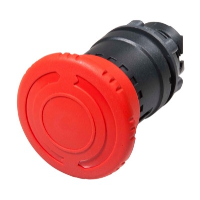 Schneider Harmony XB5 40mm Red Emergency Stop Pushbutton Actuator 22.5mm Dark Grey Plastic Bezel Twist to Release