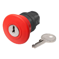 Schneider Harmony XB5 40mm Red Emergency Stop Pushbutton Actuator 22.5mm Dark Grey Plastic Bezel Key to Release
