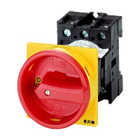 Eaton P1 32A 3 Pole Isolator for Base Mounting Supplied complete with a 25mm plastic Shaft & IP65 Red/Yellow Handle