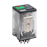 Schneider Zelio RUMC22 2 Pole 10A Relay 24VDC Coil 2 Change-Over Contacts Lockable Test Button and LED Indication