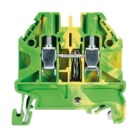 Wieland selos WT 4mm Earth DIN Rail Terminal for TS35 Rail Single Feed Through Green/Yellow WT4 PE - price per 100