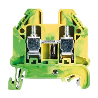 Wieland selos WT 6mm Earth DIN Rail Terminal for TS35 Rail Single Feed Through Green/Yellow WT6 PE - price per 100