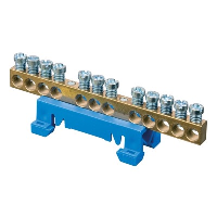 12 Way Neutral Bar on Blue Dinrail Clip 63A/690V