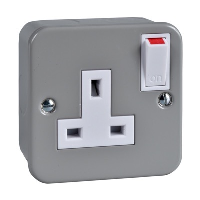 Schneider Exclusive 13A 1 Gang Switched Socket Metalclad