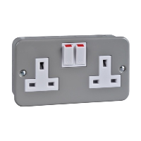 Schneider Exclusive 13A 2 Gang Switched Socket Metalclad