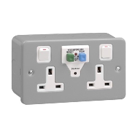 Schneider Exclusive 2 Gang Socket Outlet with RCD 30mA Passive Metalclad