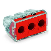WAGO 773 Series 3 Conductor Push Wire Connector Suitable for cable up to 6mm2 41A Red/Clear Pack of 50 Pieces