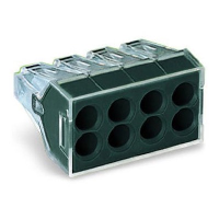 WAGO 773 Series 8 Conductor Push Wire Connector Suitable for cable up to 2.5mm2 24A Dark Grey/Clear Pack of 50 Pieces