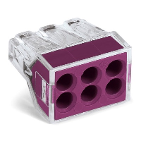 WAGO 773 Series 6 Conductor Push Wire Connector Suitable for cable up to 2.5mm2 24A Violet/Clear Pack of 50 Pieces