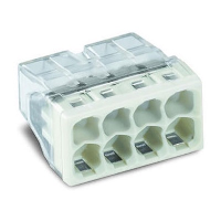 WAGO 2273 Series 8 Conductor Push Wire Connector Suitable for cable up to 2.5mm2 24A White/Clear Pack of 50 Pieces