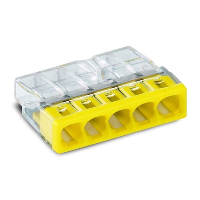 WAGO 2273 Series 5 Conductor Push Wire Connector Suitable for cable up to 2.5mm2 24A Yellow/Clear Pack of 100 Pieces