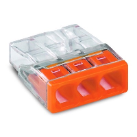 WAGO 2273 Series 3 Conductor Push Wire Connector Suitable for cable up to 2.5mm2 24A Orange/Clear Pack of 100 Pieces