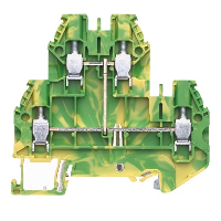 Wieland selos WT 4mm Earth Double Deck DIN Rail Terminal for TS35 Rail Double Feed Through Green/Yellow WT4E PE - price per 100