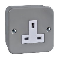 Schneider Exclusive 13A 1 Gang Unswitched Socket Metalclad