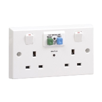 Schneider Exclusive 2 Gang Socket Outlet with RCD 30mA Passive White Moulded Plastic