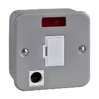 Schneider Exclusive 13A Unswitched Fused Spur with Neon & Flex Outlet Metalclad
