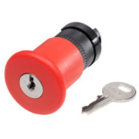Schneider Harmony XAC 40mm Red Emergency Stop Pushbutton Actuator 22.5mm Black Bezel Mechanical Latching/Key to Release
