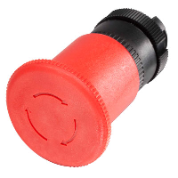Schneider Harmony XAC 40mm Red Emergency Stop Pushbutton Actuator 22.5mm Black Bezel Mechanical Latching/Twist to Release