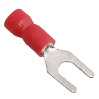 Insulated Red Fork Crimp with 4.3mm Spacing for 0.5-1.5mm Cable - price per 1 (100)