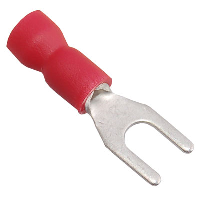 Insulated Red Fork Crimp with 3.7mm Spacing for 0.5-1.5mm Cable - price per 1 (100)