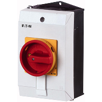 Eaton P1 25A 11kW 3 Pole Enclosed Isolator IP65 Plastic Enclosure with Red/Yellow Handle 180H x 100W x 115mmD