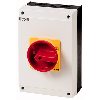 Eaton P3 63A 30kW 3 Pole Enclosed Isolator IP65 Plastic Enclosure with Red/Yellow Handle 240H x 160W x 139mmD
