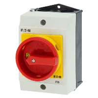 Eaton T0 20A 3 Pole Enclosed Isolator IP65 Plastic Enclosure with Red/Yellow Handle 137H x 80W x 110mmD