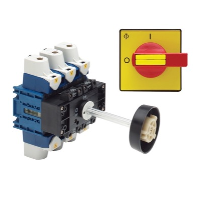 Kraus & Naimer KG 250A 3 Pole Isolator for Base Mounting Switch Supplied with 300mm Metal Shaft & IP66/67 Red/Yellow Handle