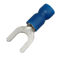 Insulated Blue Fork Crimp with 5.3mm Spacing for 0.75-2.5mm Cable - price per 1 (100)