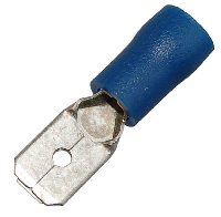 Insulated Blue Male Push-on Crimp 6.3mm for 0.75-2.5mm Cable - price per 1 (100)