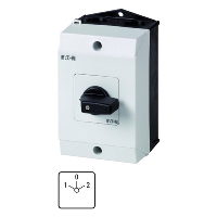 Eaton T3 3 Pole Changeover Switch with "O" 32A Surface Mounting Stay Put 15kW with Black Thumb Grip Handle