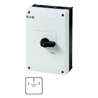 Eaton T5B 3 Pole Changeover Switch with "O" 63A Surface Mounting Stay Put 30kW with Black Thumb Grip Handle