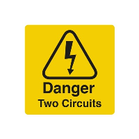 50 x 50mm 'Danger Two Circuits' Roll 250 Labels - price per 1 (roll)