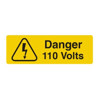25 x 75mm Label 'Danger 110V' Roll 250 Labels - price per 1 (roll)