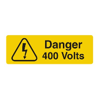 25 x 75mm Label 'Danger 400V' Roll 250 Labels - price per 1 (roll)