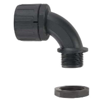 Flexicon FPA-90 Black 90 Degree Fitting for FPAS42 Conduit with 50mm Male Thread. Includes Locknut - price per 1 (pack2)