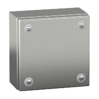 Schneider Spacial SBX Stainless Steel 304L 150H x 150W x 80mmD Terminal Box Screw Down Lid IP66 Internal DIN Rail Supports Included