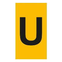 Legrand CAB 3 Marker 4-6mm Letter 'U' Black on Yellow Box of 300 - price per 1 (300)